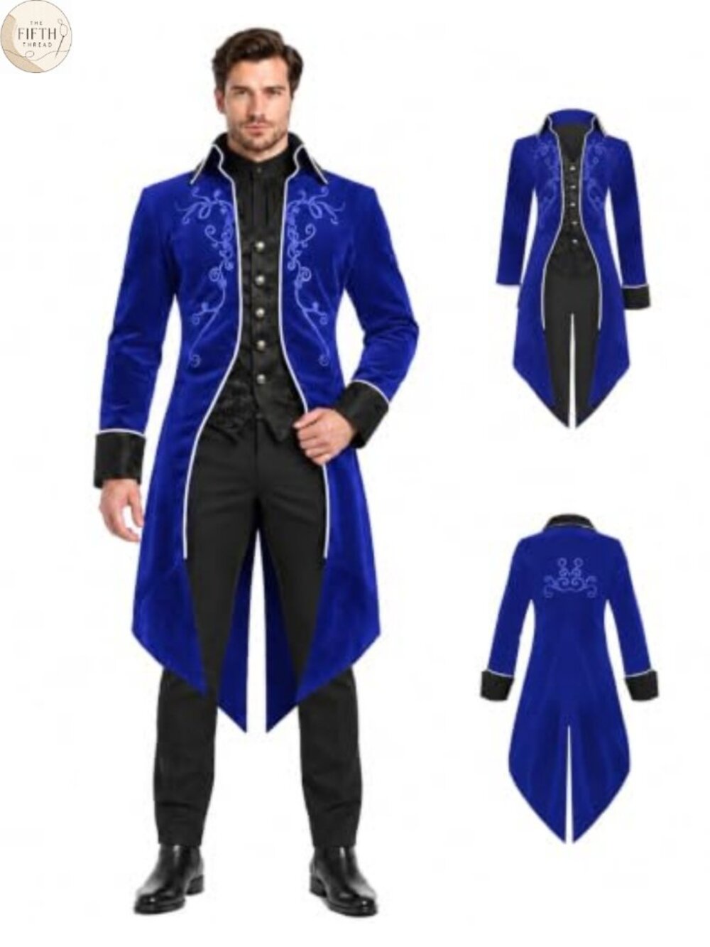 Mens Velvet Tailcoat Renaissance Pirate Halloween Vampire Costume Jacket